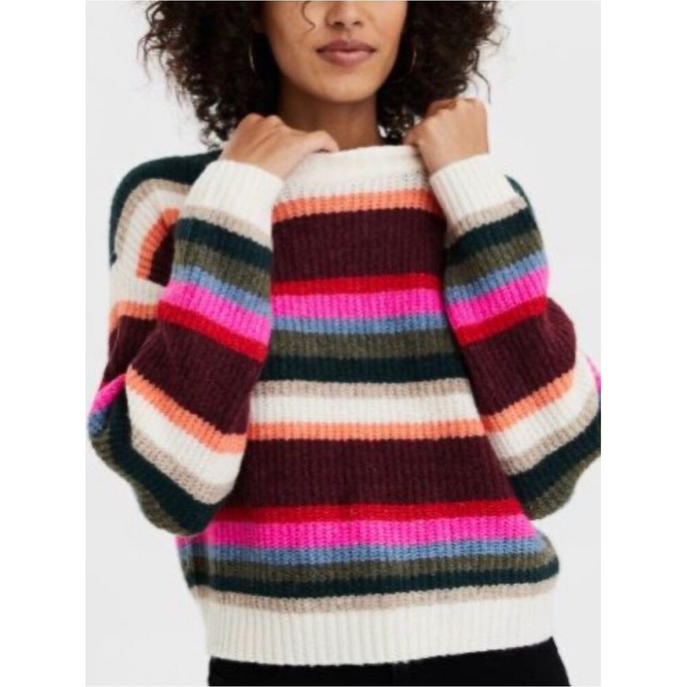 American Eagle Multi Color Striped Crop Sweater Women’s Small Boho Casual Chunky